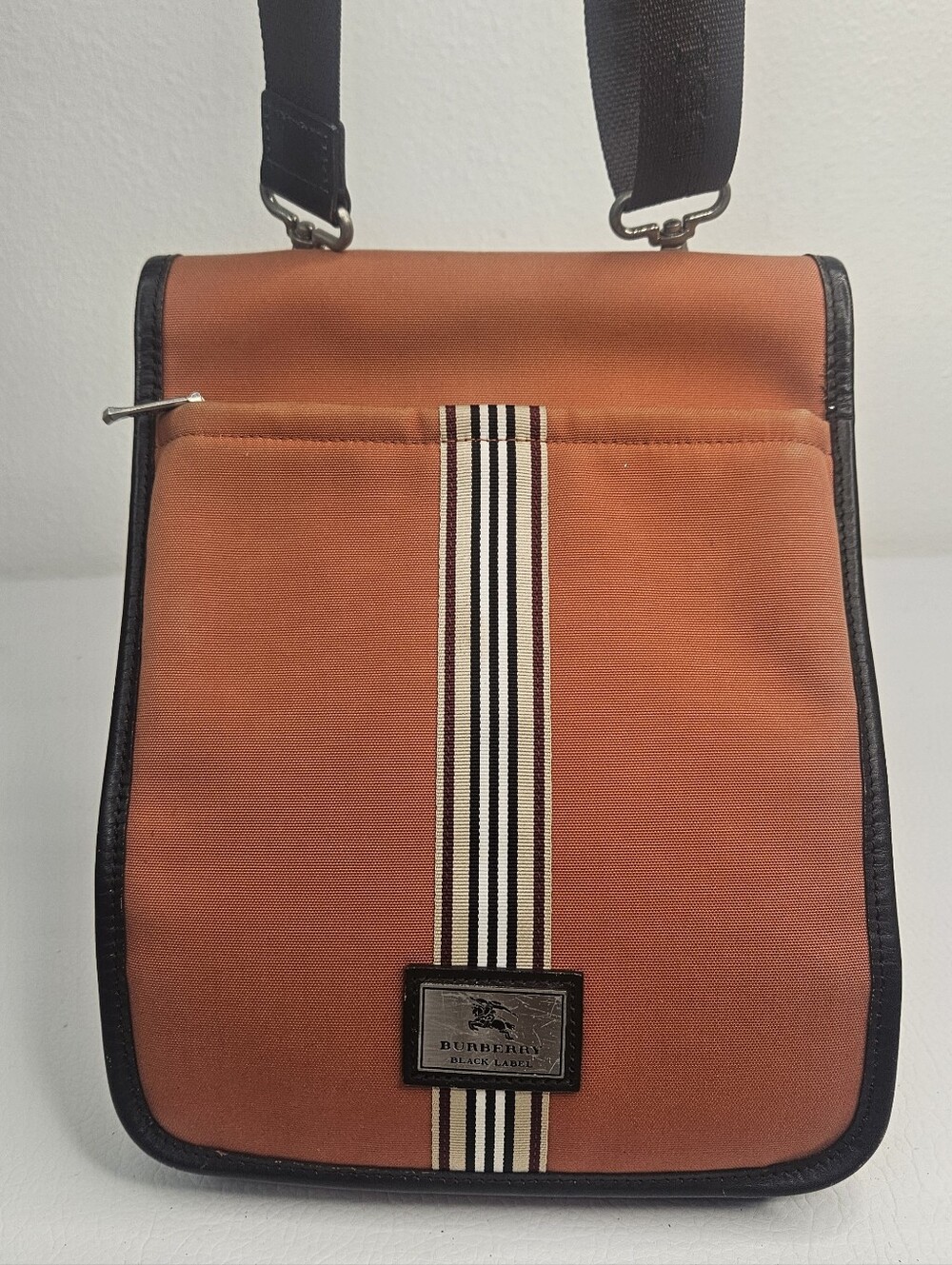 Burberry Black Label Orange Canvas Crossbody Messenger Bag Exclusive Rare